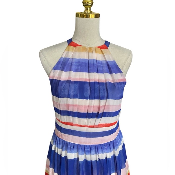 Vince Camuto Women’s High Low Colorful Striped Halter Neck Flowy Maxi Dress Sz 8 - Picture 6 of 10